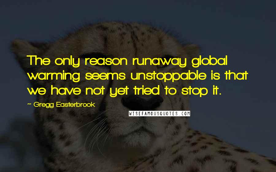 Gregg Easterbrook Quotes: The only reason runaway global warming seems unstoppable is that we have not yet tried to stop it.