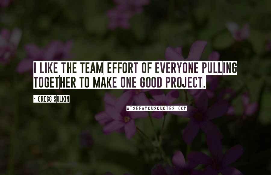 Gregg Sulkin Quotes: I like the team effort of everyone pulling together to make one good project.