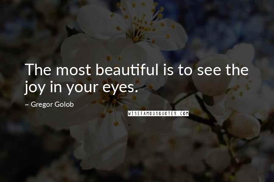 Gregor Golob Quotes: The most beautiful is to see the joy in your eyes.