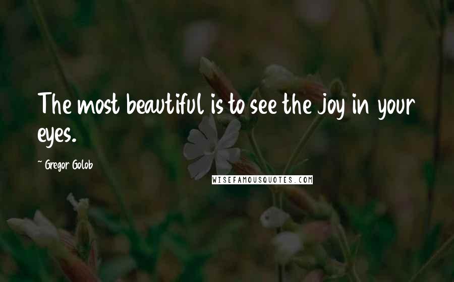 Gregor Golob Quotes: The most beautiful is to see the joy in your eyes.