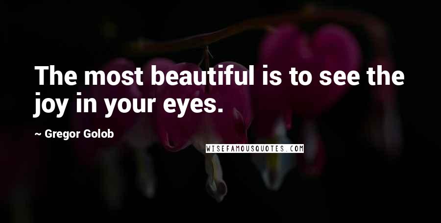 Gregor Golob Quotes: The most beautiful is to see the joy in your eyes.