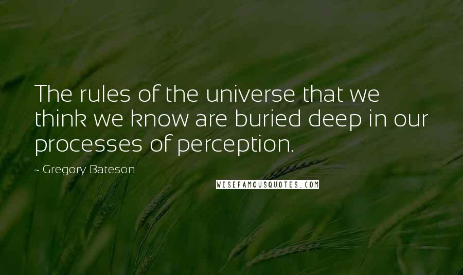 Gregory Bateson Quotes: The rules of the universe that we think we know are buried deep in our processes of perception.
