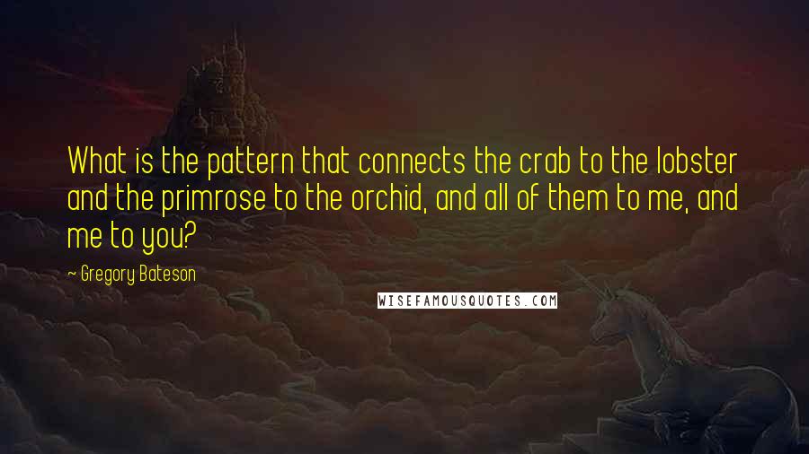 Gregory Bateson Quotes: What is the pattern that connects the crab to the lobster and the primrose to the orchid, and all of them to me, and me to you?