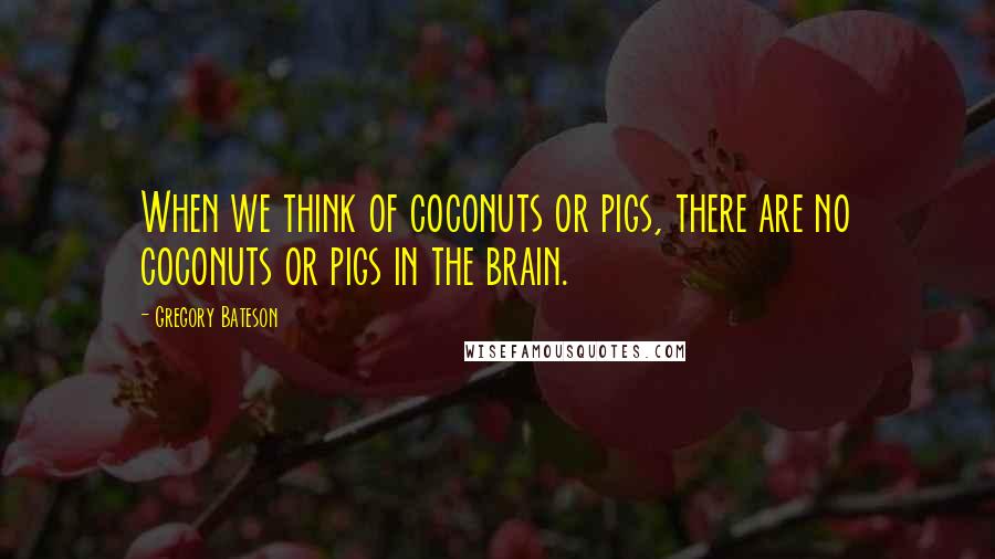 Gregory Bateson Quotes: When we think of coconuts or pigs, there are no coconuts or pigs in the brain.