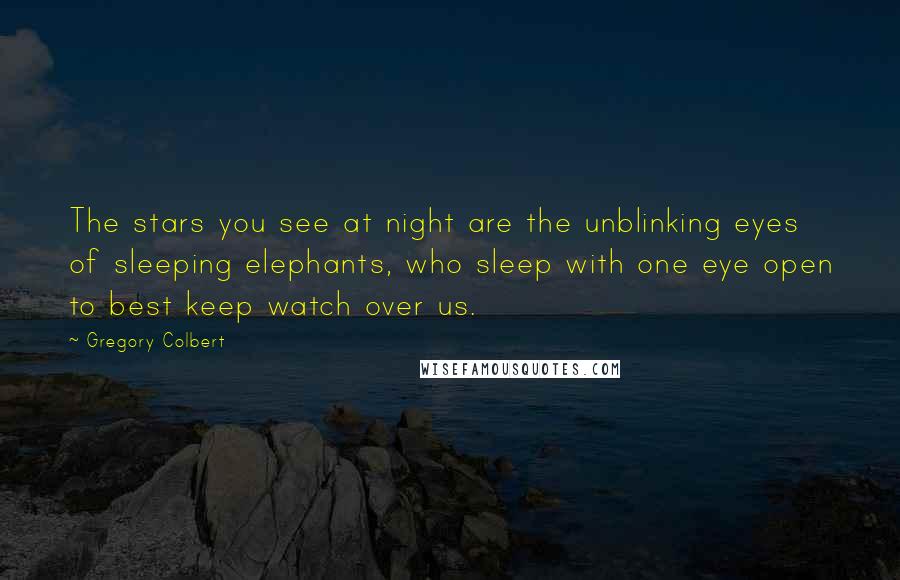 Gregory Colbert Quotes: The stars you see at night are the unblinking eyes of sleeping elephants, who sleep with one eye open to best keep watch over us.