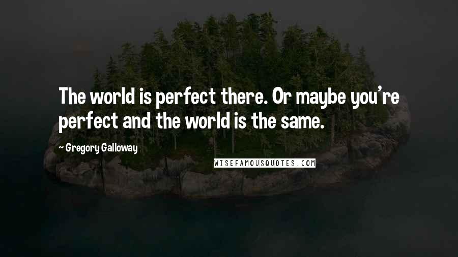 Gregory Galloway Quotes: The world is perfect there. Or maybe you're perfect and the world is the same.