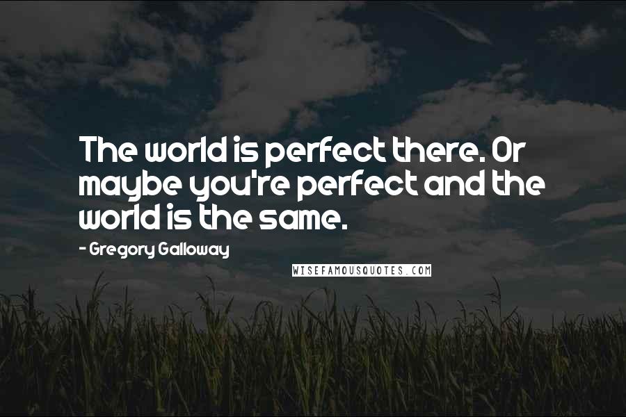 Gregory Galloway Quotes: The world is perfect there. Or maybe you're perfect and the world is the same.