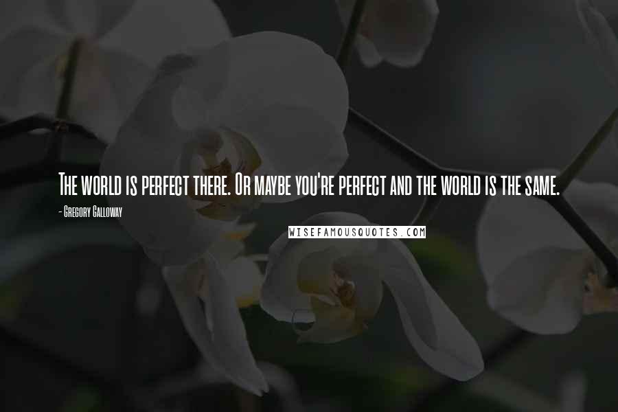 Gregory Galloway Quotes: The world is perfect there. Or maybe you're perfect and the world is the same.