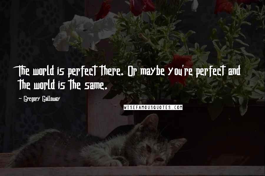 Gregory Galloway Quotes: The world is perfect there. Or maybe you're perfect and the world is the same.