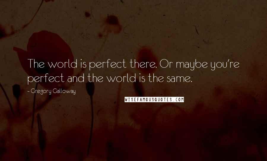 Gregory Galloway Quotes: The world is perfect there. Or maybe you're perfect and the world is the same.