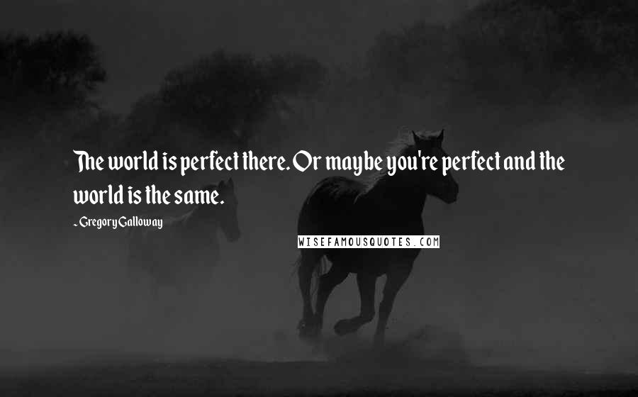 Gregory Galloway Quotes: The world is perfect there. Or maybe you're perfect and the world is the same.