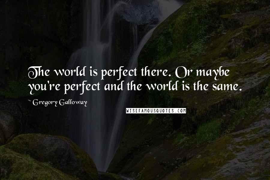 Gregory Galloway Quotes: The world is perfect there. Or maybe you're perfect and the world is the same.