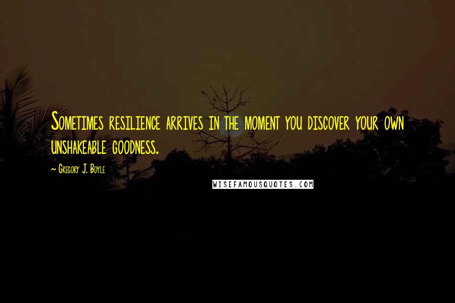 Gregory J. Boyle Quotes: Sometimes resilience arrives in the moment you discover your own unshakeable goodness.