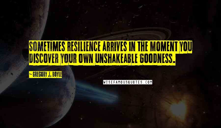 Gregory J. Boyle Quotes: Sometimes resilience arrives in the moment you discover your own unshakeable goodness.