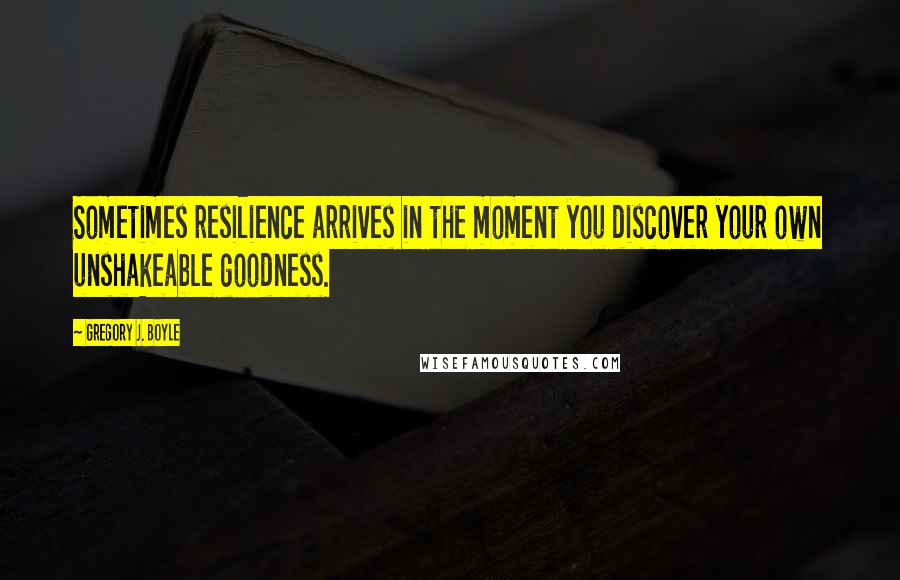 Gregory J. Boyle Quotes: Sometimes resilience arrives in the moment you discover your own unshakeable goodness.