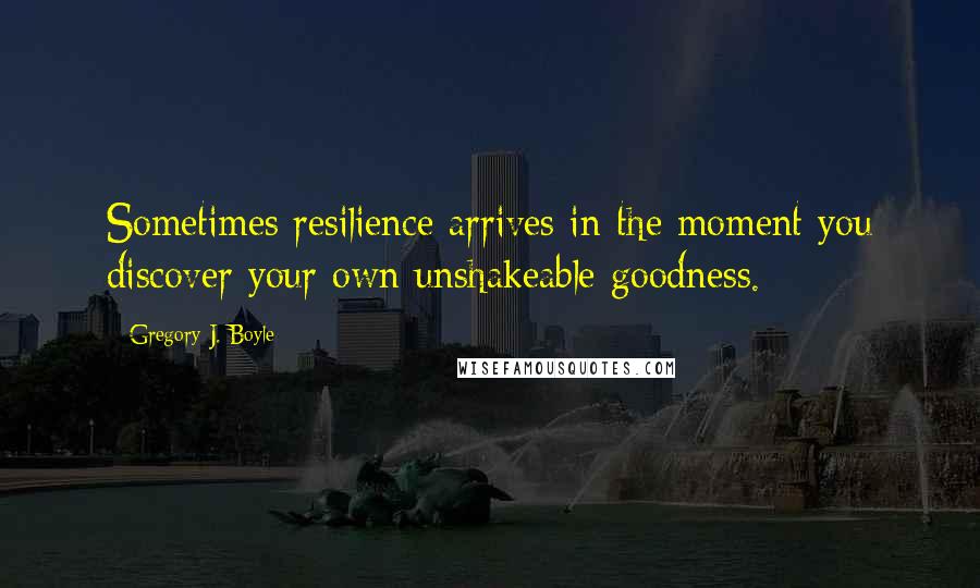 Gregory J. Boyle Quotes: Sometimes resilience arrives in the moment you discover your own unshakeable goodness.