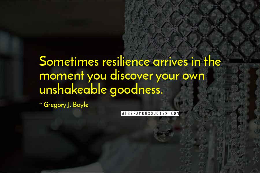 Gregory J. Boyle Quotes: Sometimes resilience arrives in the moment you discover your own unshakeable goodness.