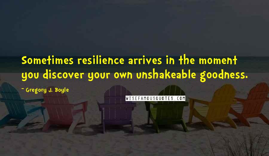 Gregory J. Boyle Quotes: Sometimes resilience arrives in the moment you discover your own unshakeable goodness.