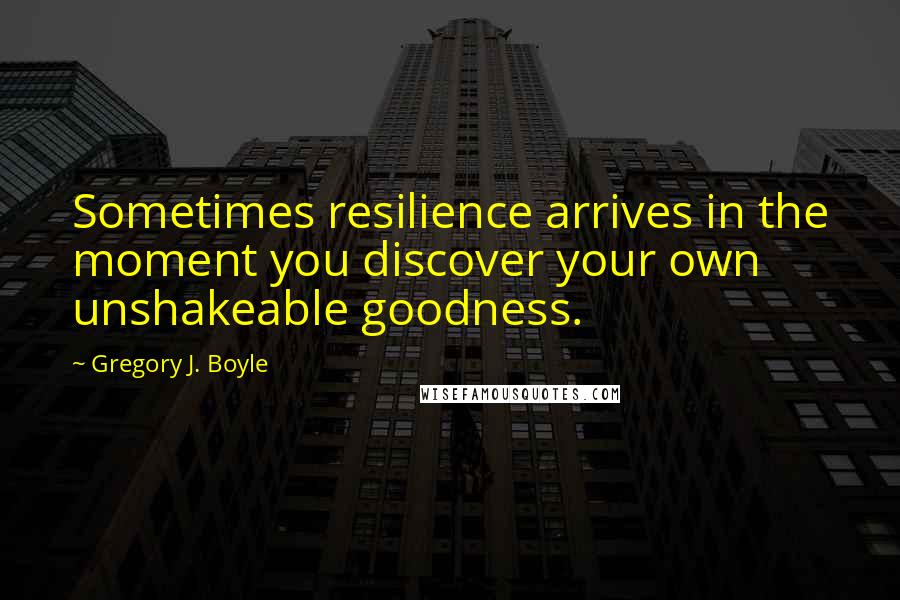 Gregory J. Boyle Quotes: Sometimes resilience arrives in the moment you discover your own unshakeable goodness.