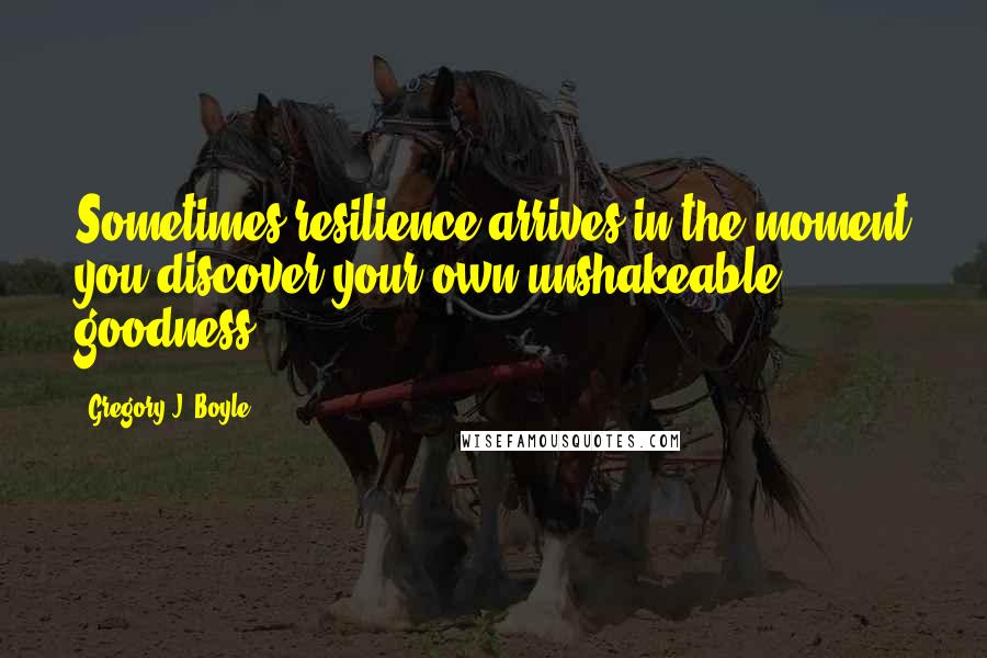 Gregory J. Boyle Quotes: Sometimes resilience arrives in the moment you discover your own unshakeable goodness.