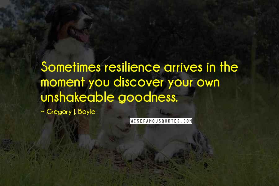 Gregory J. Boyle Quotes: Sometimes resilience arrives in the moment you discover your own unshakeable goodness.