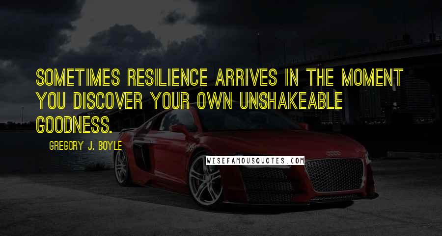 Gregory J. Boyle Quotes: Sometimes resilience arrives in the moment you discover your own unshakeable goodness.