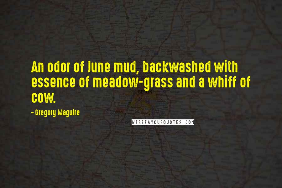 Gregory Maguire Quotes: An odor of June mud, backwashed with essence of meadow-grass and a whiff of cow.