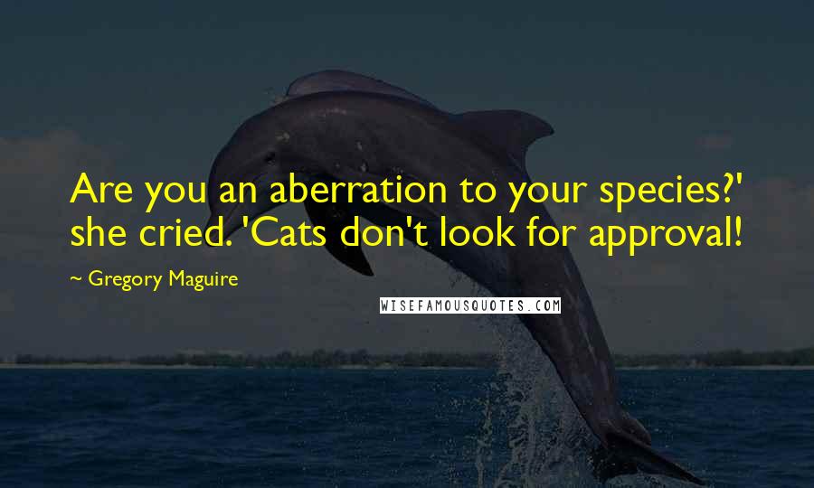 Gregory Maguire Quotes: Are you an aberration to your species?' she cried. 'Cats don't look for approval!