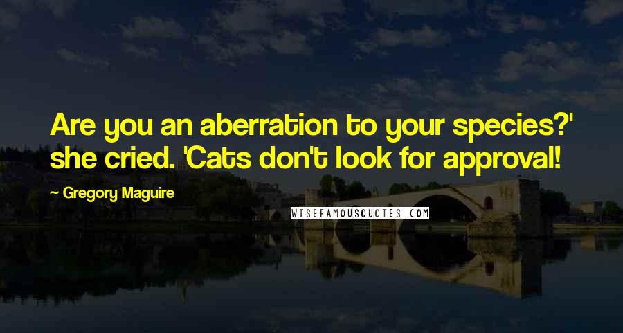 Gregory Maguire Quotes: Are you an aberration to your species?' she cried. 'Cats don't look for approval!