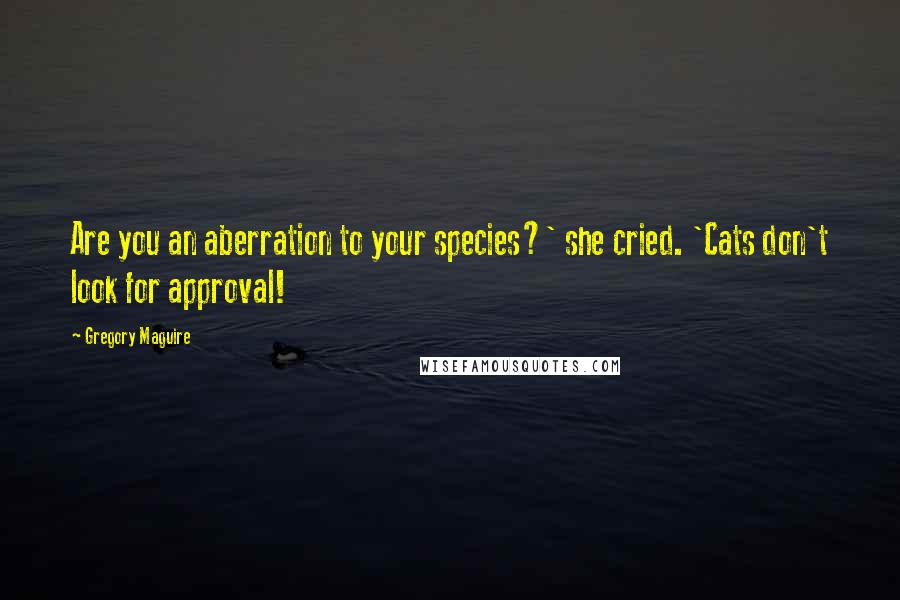 Gregory Maguire Quotes: Are you an aberration to your species?' she cried. 'Cats don't look for approval!