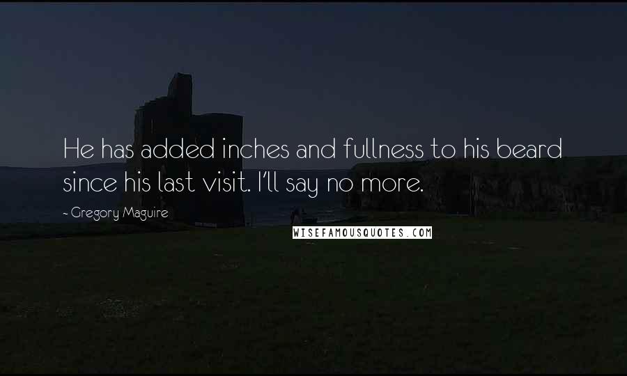Gregory Maguire Quotes: He has added inches and fullness to his beard since his last visit. I'll say no more.