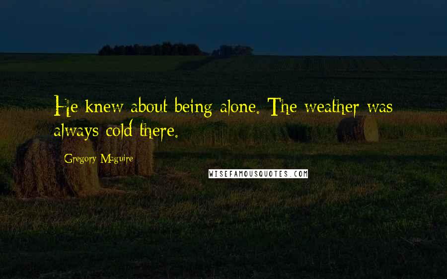 Gregory Maguire Quotes: He knew about being alone. The weather was always cold there.