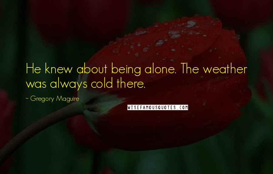 Gregory Maguire Quotes: He knew about being alone. The weather was always cold there.