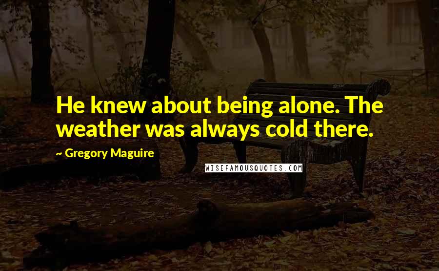 Gregory Maguire Quotes: He knew about being alone. The weather was always cold there.