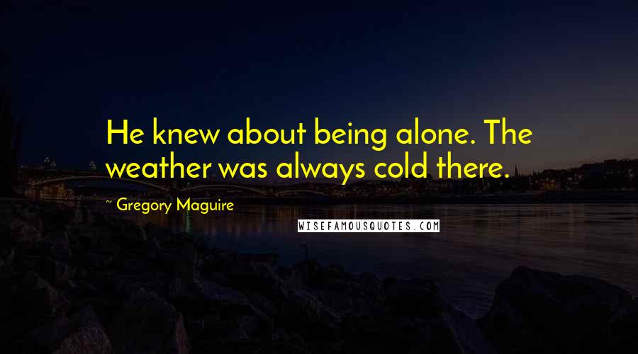 Gregory Maguire Quotes: He knew about being alone. The weather was always cold there.