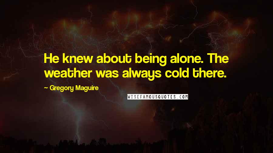 Gregory Maguire Quotes: He knew about being alone. The weather was always cold there.