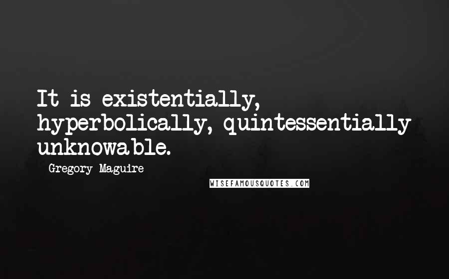 Gregory Maguire Quotes: It is existentially, hyperbolically, quintessentially unknowable.