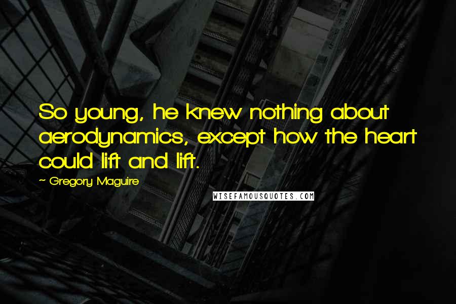 Gregory Maguire Quotes: So young, he knew nothing about aerodynamics, except how the heart could lift and lift.