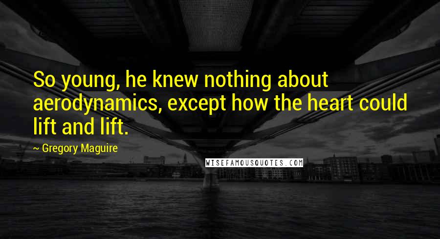 Gregory Maguire Quotes: So young, he knew nothing about aerodynamics, except how the heart could lift and lift.