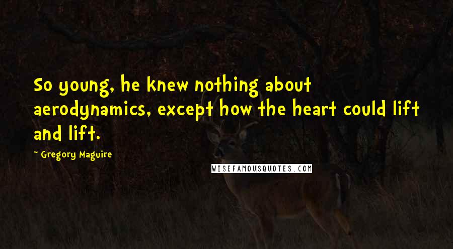 Gregory Maguire Quotes: So young, he knew nothing about aerodynamics, except how the heart could lift and lift.