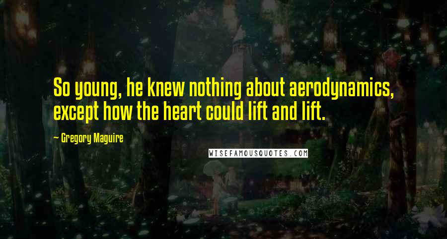 Gregory Maguire Quotes: So young, he knew nothing about aerodynamics, except how the heart could lift and lift.