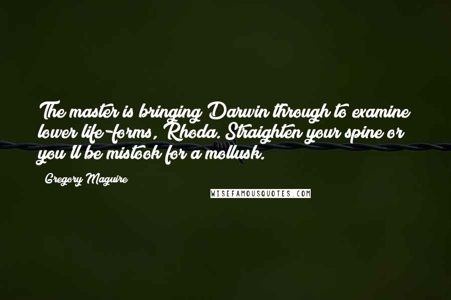 Gregory Maguire Quotes: The master is bringing Darwin through to examine lower life-forms, Rhoda. Straighten your spine or you'll be mistook for a mollusk.