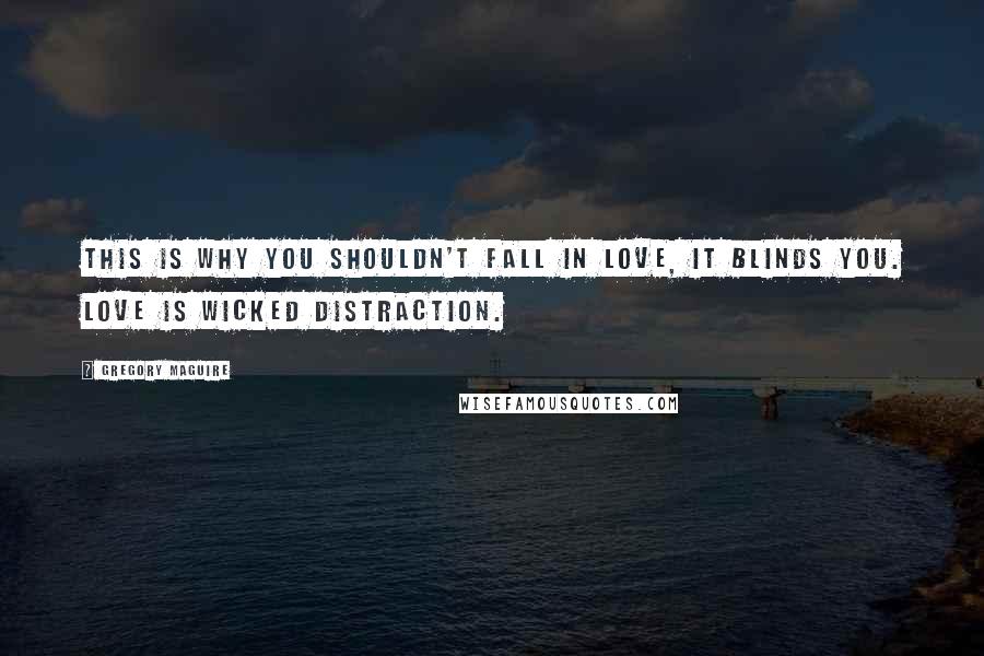 Gregory Maguire Quotes: This is why you shouldn't fall in love, it blinds you. Love is wicked distraction.