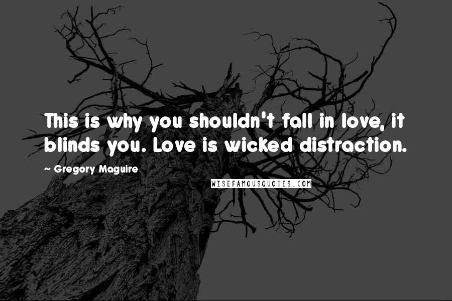 Gregory Maguire Quotes: This is why you shouldn't fall in love, it blinds you. Love is wicked distraction.