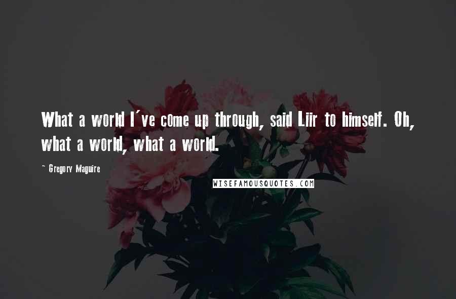 Gregory Maguire Quotes: What a world I've come up through, said Liir to himself. Oh, what a world, what a world.