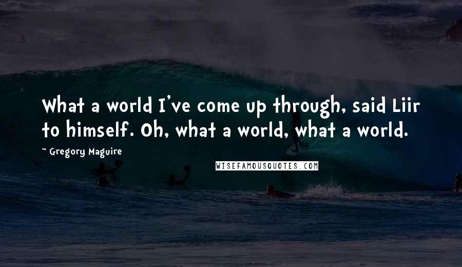Gregory Maguire Quotes: What a world I've come up through, said Liir to himself. Oh, what a world, what a world.
