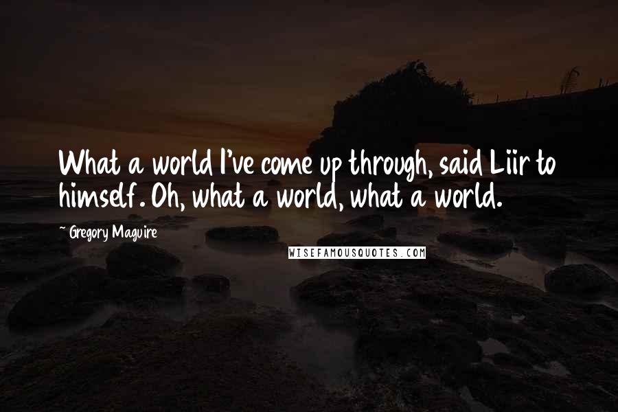 Gregory Maguire Quotes: What a world I've come up through, said Liir to himself. Oh, what a world, what a world.
