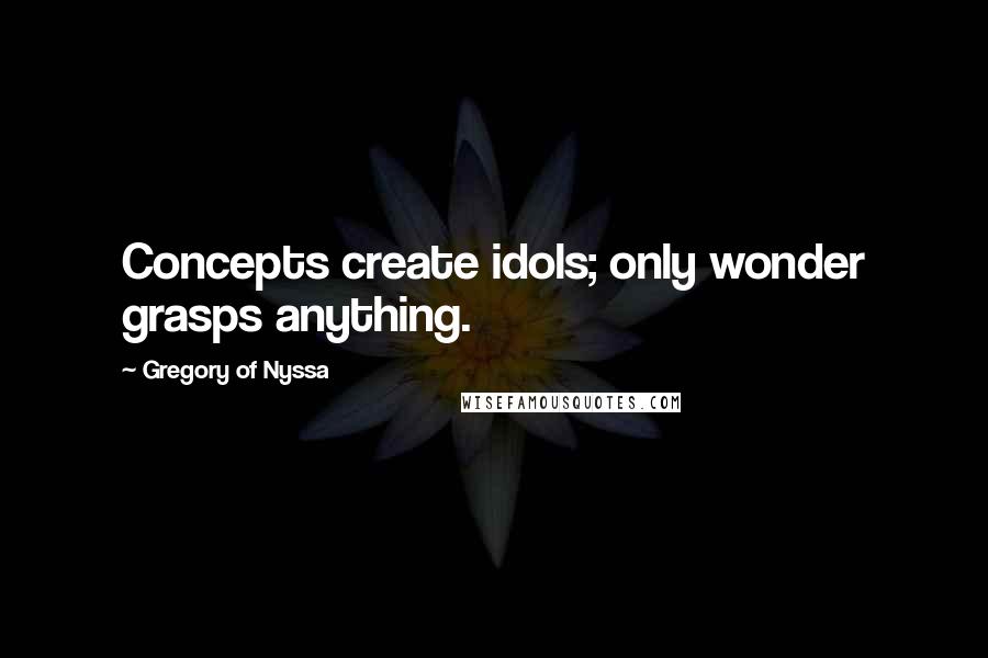 Gregory Of Nyssa Quotes: Concepts create idols; only wonder grasps anything.