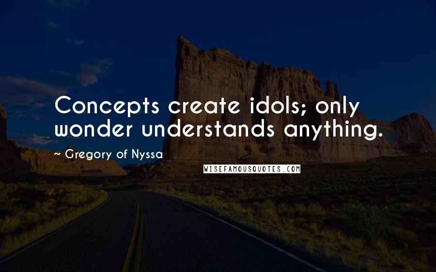 Gregory Of Nyssa Quotes: Concepts create idols; only wonder understands anything.