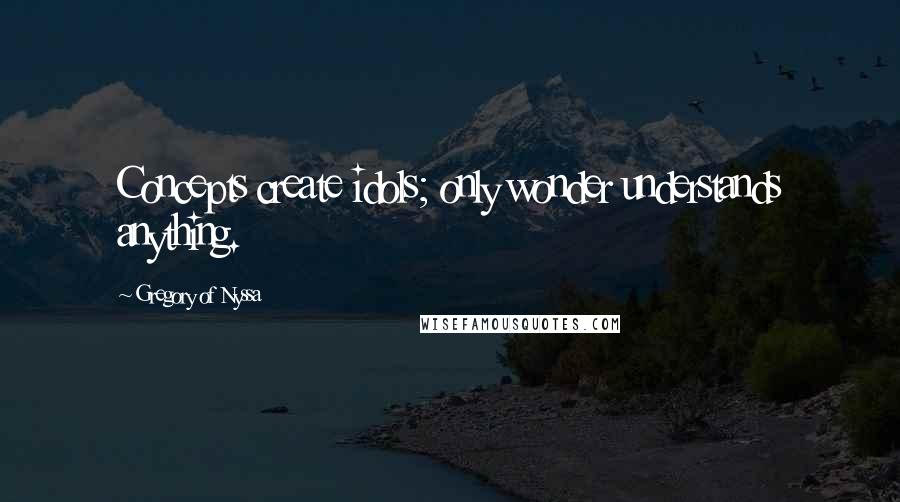 Gregory Of Nyssa Quotes: Concepts create idols; only wonder understands anything.